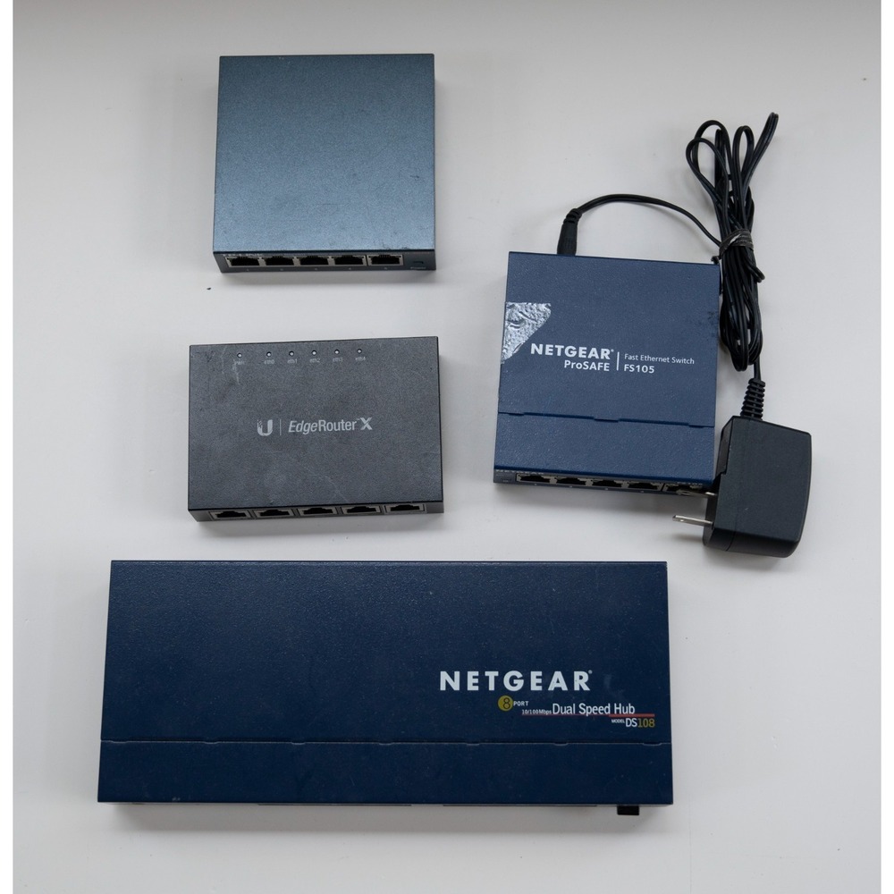 Netgear TP-Link Ubiquiti Ethernet Switch Router Lot 4pc Blue Black Good